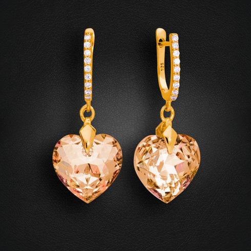 Sudraba auskari "Iemīlējusies Sirds III (Colorado Topaz)" ar Swarovski™ kristāliem